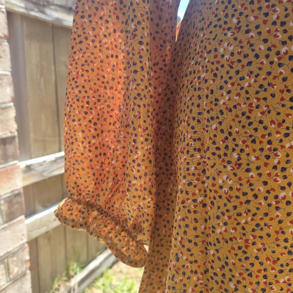 Mustard Ruffle Wrap Dress - Picture 8 of 8